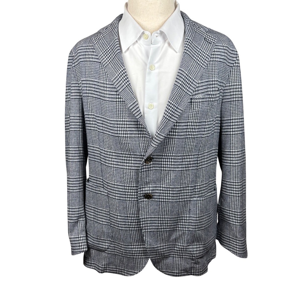 Eleventy Uomo Italy Men's Glen Plaid Sport Coat Blazer IT 56 US 46 XL Wool Blend